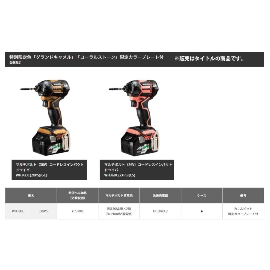 ハイコーキ 充電式インパクトドライバ WH36DC2XPS（CS）コーラル