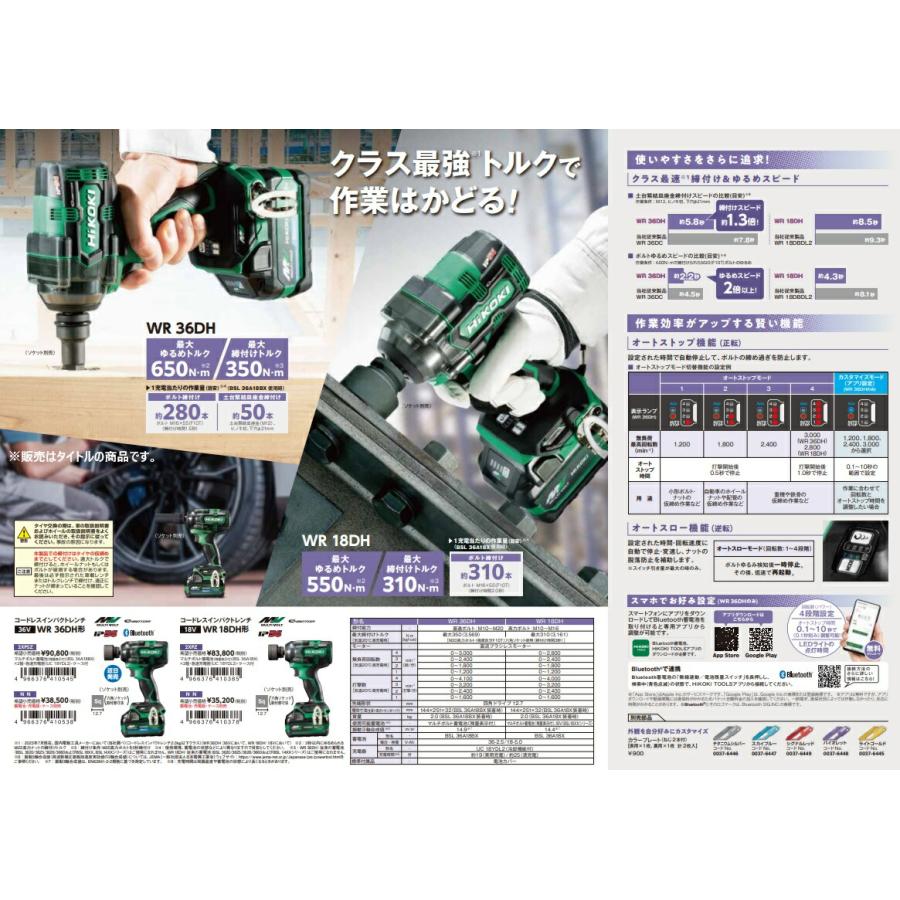 HiKOKI コードレスインパクトレンチ WR36DH(NN) 本体のみ 36V対応 日立 ハイコーキ｜toolking｜07