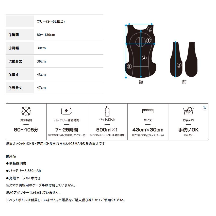 山真製鋸（Y'sGOD） アイスマンベストPRO ICMP3-BLV-SET 山真製鋸 ICMP3-BLV-SET（アイスマンベストPRO）｜空調服専門店
