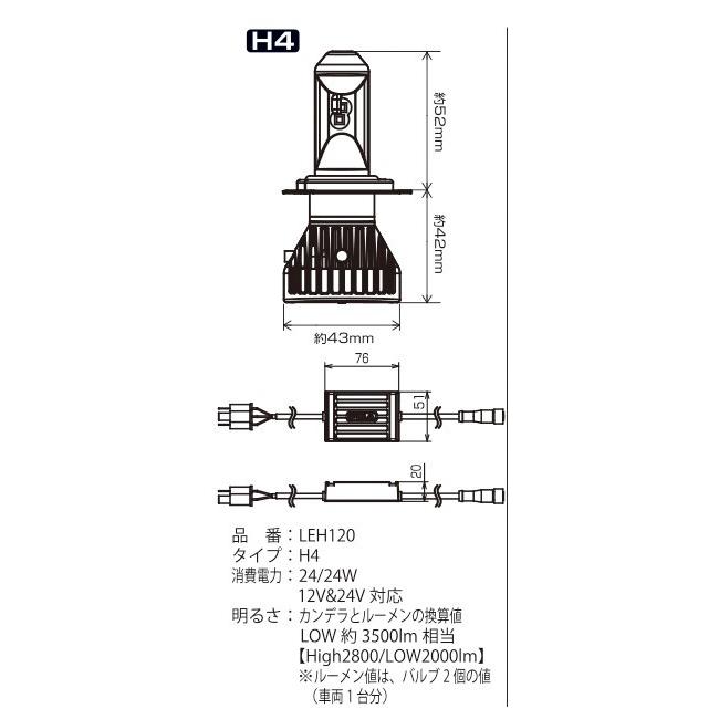MODE]PIAA H4対応LEDバルブとライトの凍結防止融雪ヒーターのセット