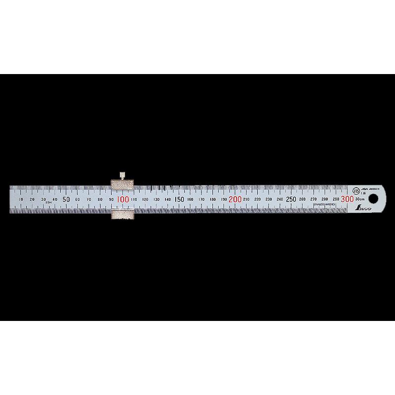 はと シンワ測定 直尺 シルバー 30cm 赤数字入 ストッパー付 JIS 76752