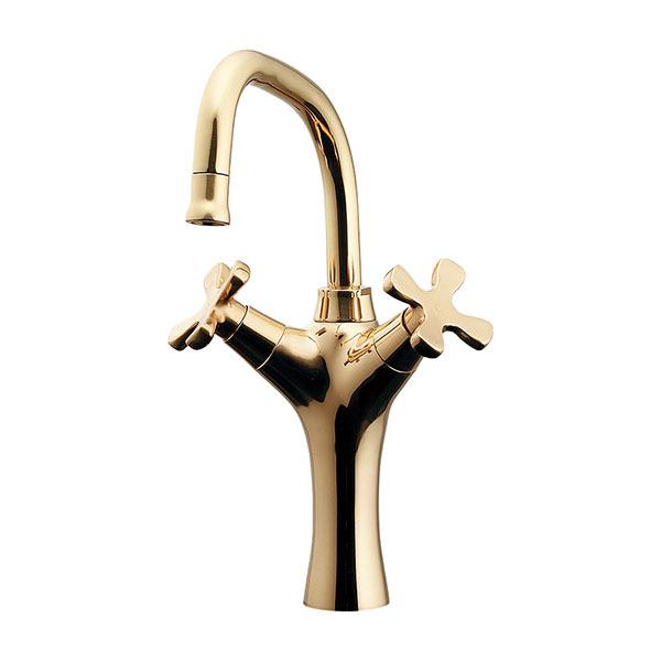 カクダイ 150-416-CG 2ハンドル混合栓(トール)//クリアブラス