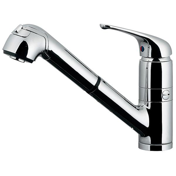 カクダイ 118-038K シングルレバー引出し混合栓(分水孔つき)