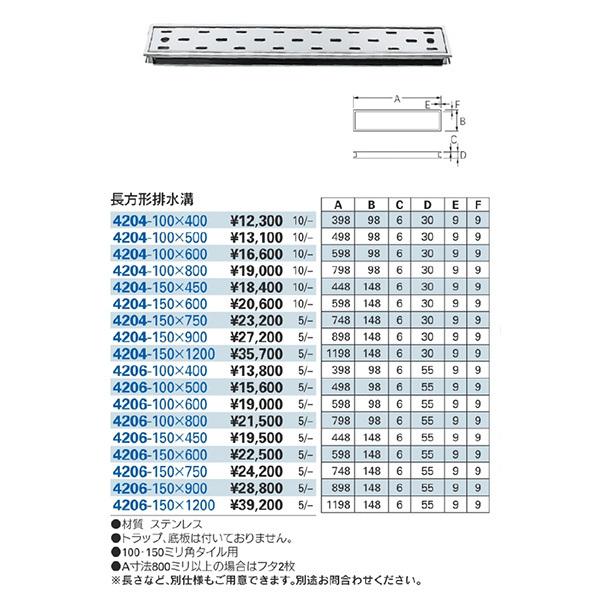 カクダイ（KAKUDAI） 4204-100X800 長方形排水溝(浅型) : TOOLS