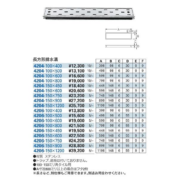 カクダイ　4206-150X450　長方形排水溝