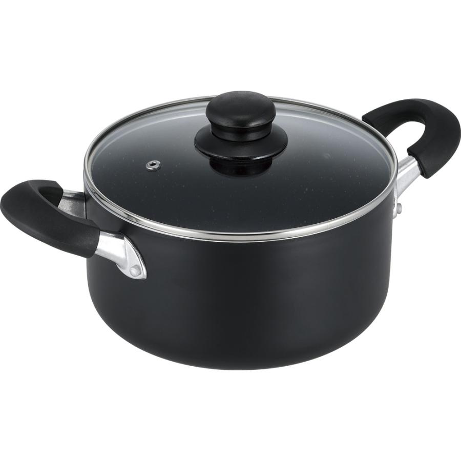 カクセー GMB-09 Marblack -マーブラック- IH対応 マーブル両手鍋 20cm