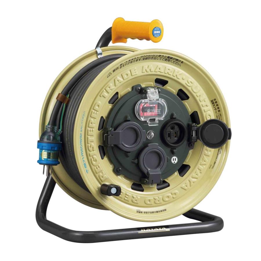 ハタヤ/HATAYA BX-301K サンタイガーレインボーリール（屋外用）（温度センサー付）　30m　接地付　過負荷付漏電遮断器