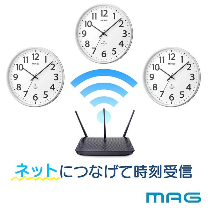 掛け時計 壁掛け時計 アナログ 無線LAN NTP 時刻を同期 夜間秒針停止