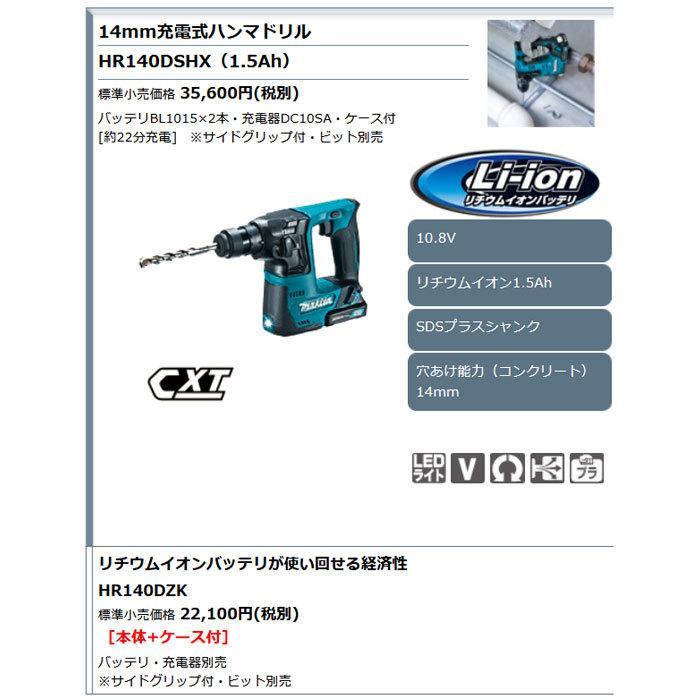 マキタ 充電式ハンマドリル HR140DSHX 14mm SDSプラス 10.8V 1.5Ah 
