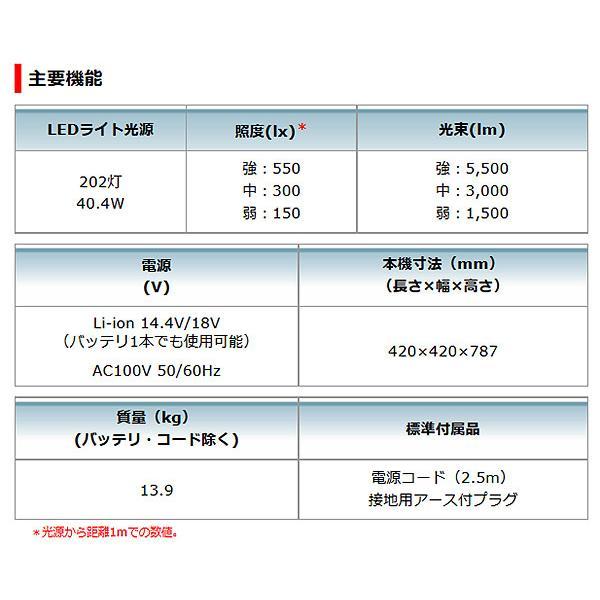 マキタ 充電式エリアライト ML810 14.4/18V 本体・AC100V電源コード付(バッテリ・充電器別売)_4