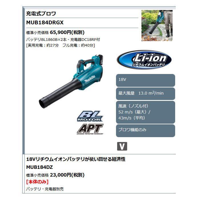 マキタ（makita） 充電式ブロワ MUB184DZ 18V 本体のみ(バッテリ・充電