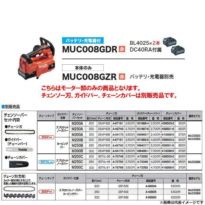 マキタ（makita） 充電式チェンソー MUC008GDR モーター部のみ 40Vmax 