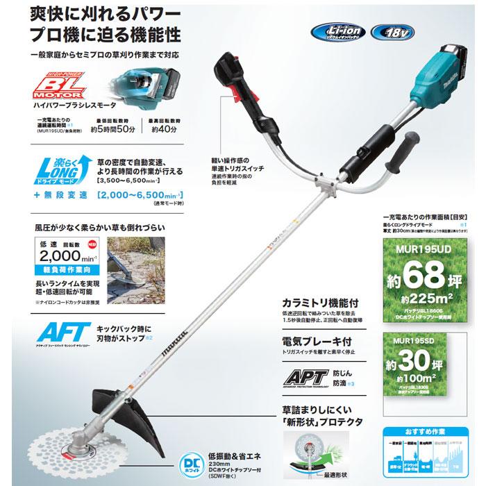 マキタ 18V 充電式草刈機 MUR195UDZ Uハンドル 本体＋DCホワイト 