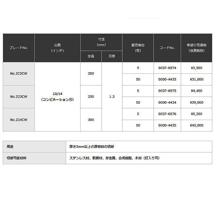 HiKOKI セーバソーブレード 解体用 No.222CW 200mm 5枚入 0037 HiKOKI セーバソーブレード 解体用 No.222CW 200mm 5枚入 0037