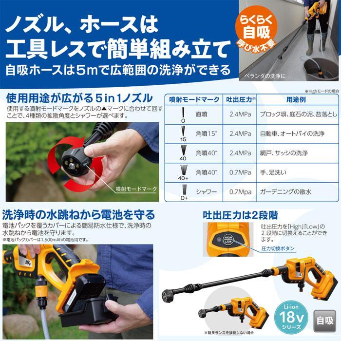 京セラパワー 18V 充電式ポータブルウォッシャー BPW-1800L1　1.5Ahバッテリ・充電器付｜toolstakumi｜06