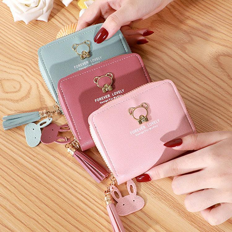 ピンク　ネコ　財布　カードケース　コンパクト　猫　ミニ財布