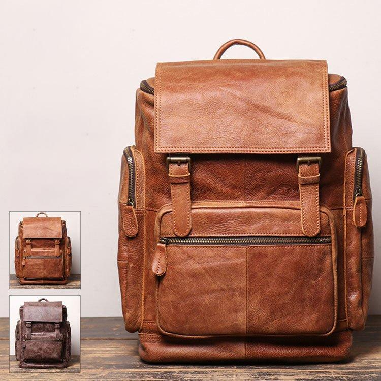 リュック メンズ リュックサック 本革 牛革 デイパック ビジネス バックパック レザー 通勤通学 旅行 出張 アウトドア 自転車鞄 カバン 男女兼用 Y Backpack078 Kk Mart 通販 Yahoo ショッピング