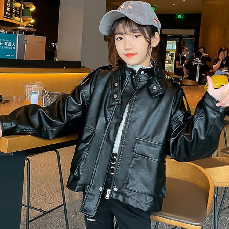 キッズ革ジャン 秋冬 レザージャケット 韓国風 合わせやすい
