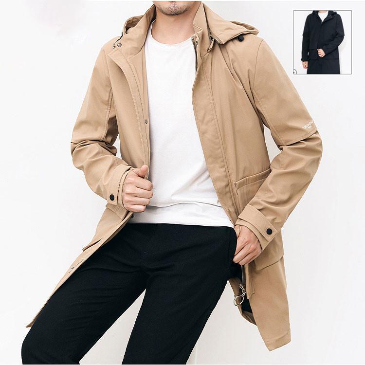 メンズコート コート 春 秋 メンズ 無地 フード付き ジャケット ミディアム トップス アウター ロングコート 定番 通勤 カジュアル シンプル Y Nansfy142 Kk Mart 通販 Yahoo ショッピング