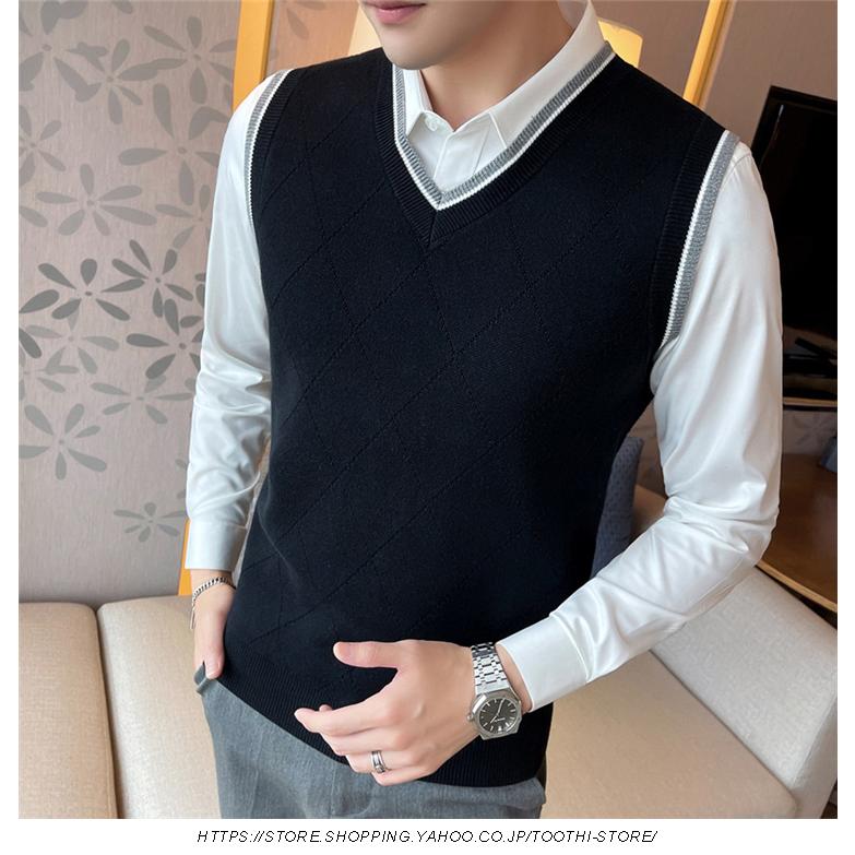 春秋冬 ニットベスト インナー オフィス カジュアル セーター ニットチョッキ ビジネス ビジネスベスト メンズニットベスト 前開き 洗える 男性 Sale 86 Off メンズニットベスト