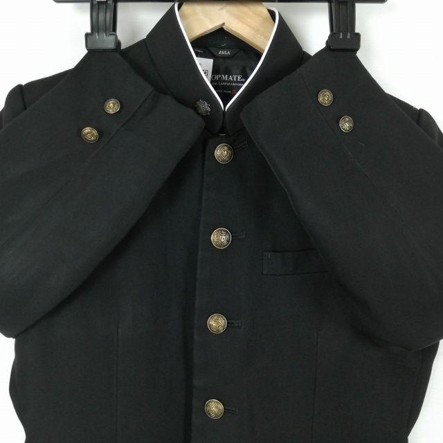 標準学生服　　学ラン155a 夏冬ズボンセット　　中古 学生服 学ラン 155A 男子 上着 ウール混 ラウンドカラー カシドス 黒