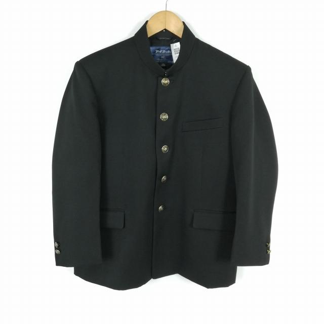 学生服 学ラン 155B 男子 上着 標準型学生服 詰襟 カシドス 黒 中古