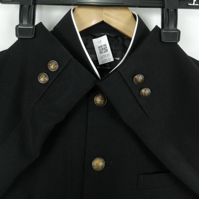 学生服 学ラン 175A 男子 富士ヨット 上着 丸洗い可 ウール混 標準型学生服 ラウンドカラー カシドス 黒 中古 ランクB a3 JJ7132_2
