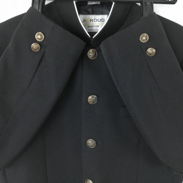 学生服 学ラン 170A 男子 富士ヨット 上着 丸洗い可 ウール混 標準型学生服 ラウンドカラー カシドス 黒 中古 ランクB a3 JJ7168_2