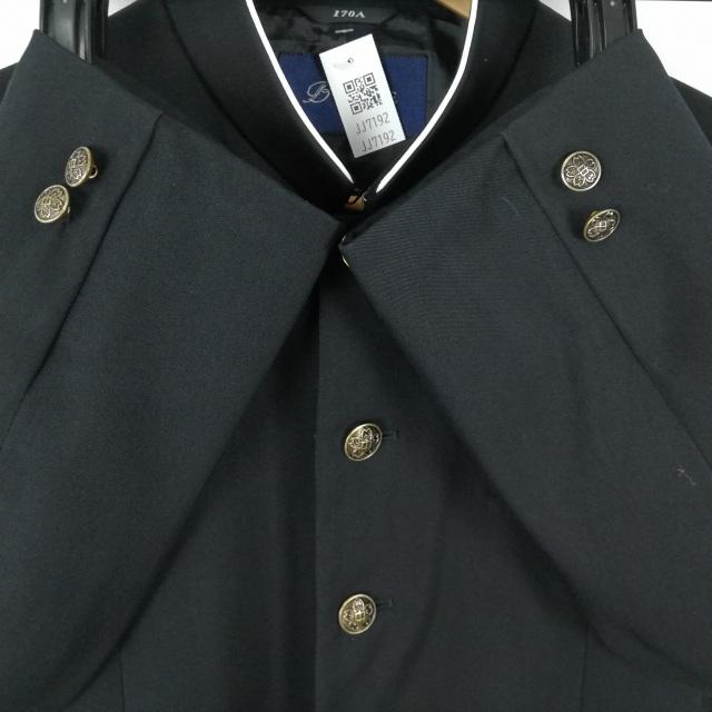 学生服 学ラン 170A 男子 トンボ 上着 丸洗い可 ウール混 ラウンドカラー カシドス 黒 中古 ランクB a3 JJ7192_2