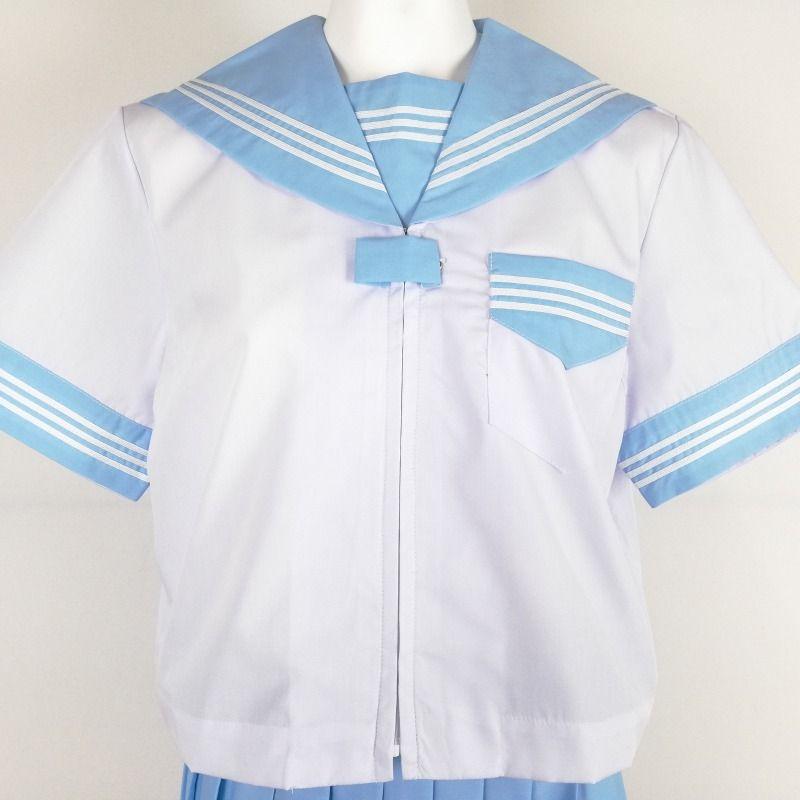 新品 夏 セーラー服 白 水色衿 トップ学生服 水色衿 上着 Tam U 1969m