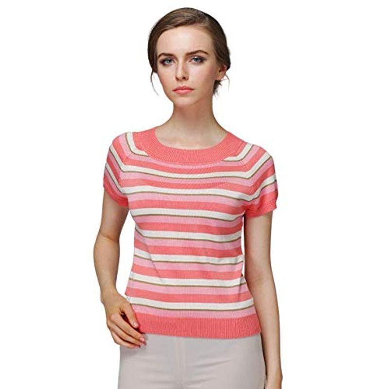 人気メーカー・ブランド HAOYI女性の女性の半袖のスポーツのシルクの間色のtシャツ、女性はやせて内に着るセーターの上でカーディガンを着ます (M) 長袖