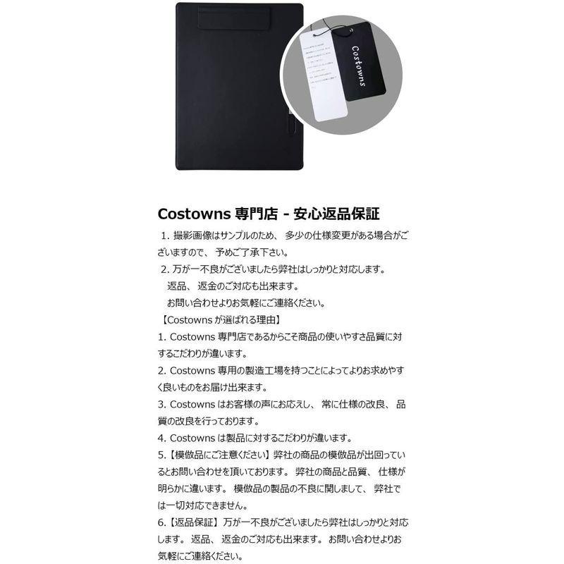 Costowns 革 バインダー クリップボード クリップファイル 厚 手 Pu レザー 1本入ペンホルダー付き 書類契約フォルダー 大人女性の