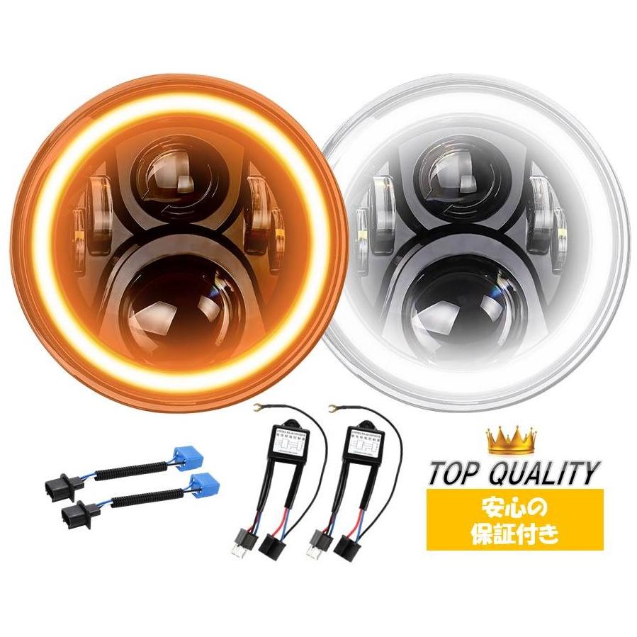 7インチ led ヘッドライト イカリング 6レンズ 12v 24v jeep