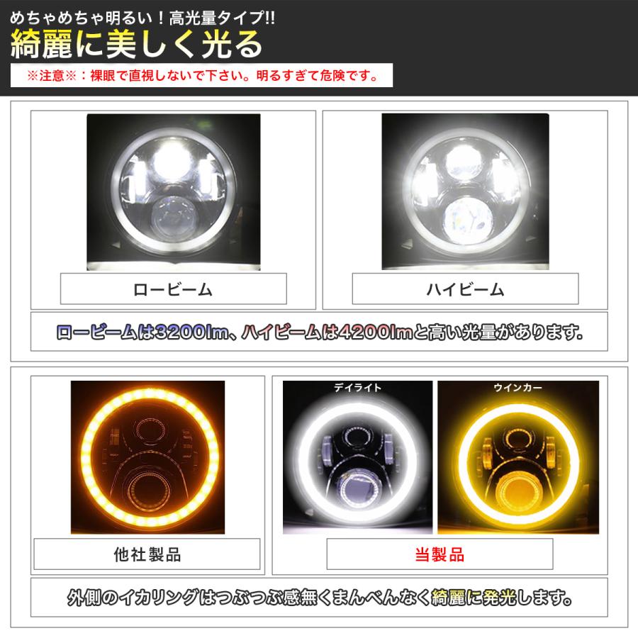 7インチ led ヘッドライト イカリング 6レンズ 12v 24v jeep