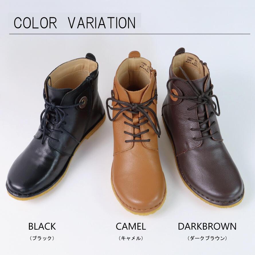 hocco レザー レースアップ ブーツ ショートブーツ レディース 本革