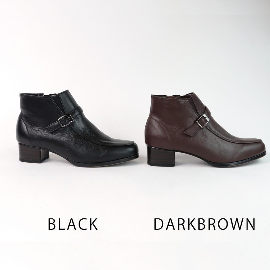 日本製】 HS ベルテッド レザー ショートブーツ レディース 本革