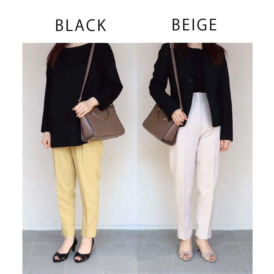 日本製 HS オープントゥ クロス パンプス 6.5cm ヒール ベージュ