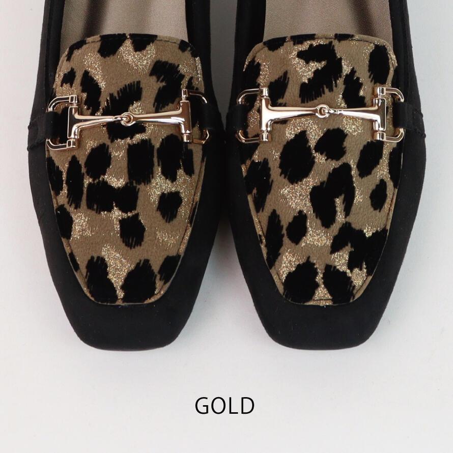 日本製 HS スエード レオパード ローファー ビット パンプス