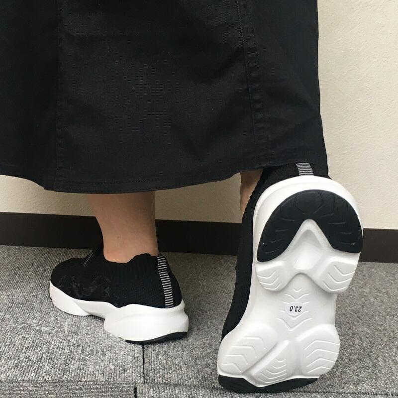 【スピーディーダック】 ダット スニーカー レディース 3cm ヒール3センチ 3E ブラック 軽量 敬老の日｜top-shoes｜06