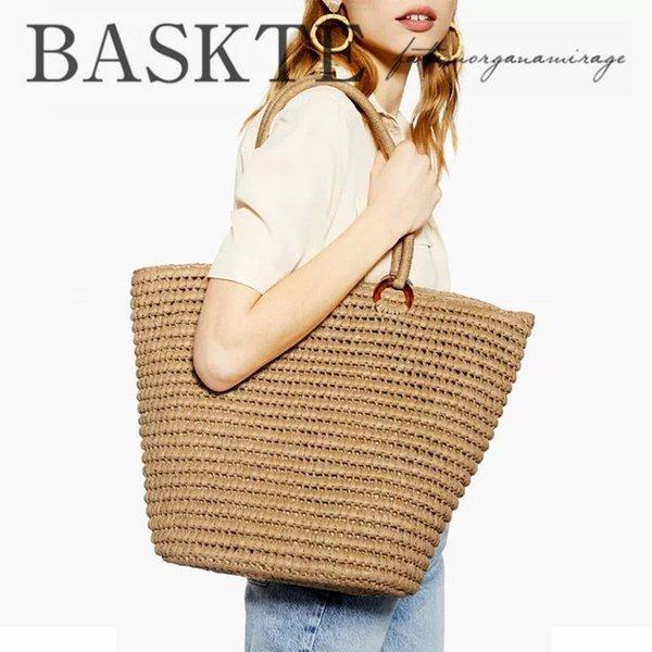 高品質の人気 手編みメッシュバッグ 編みバッグ かごバッグ トートバッグ 大きい 可愛い レディース ショルダー ハーフサークル型ウッドハンドルスクエアかごバッグ Honeymoon Style
