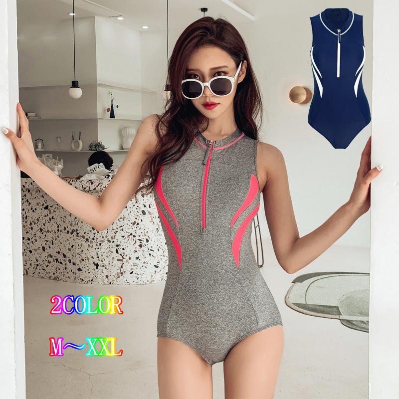 レディース 競泳水着 オールインワン水着 スポーツ スイミング用 ノースリーブ フィットネス水着 女性 体型カバー ダークブルー グレー M Xxl大きサイズ Xrxxue トレンドショップ 通販 Yahoo ショッピング