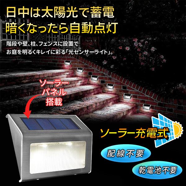 ソーラーライト 屋外 LED 人感センサーライト 壁掛け 太陽光発電 自動点灯/消灯 照明 玄関 駐車場 停電 防災 防犯 送料無料/メール便 S◇ LED光センサーライトRJ｜top1-price｜03