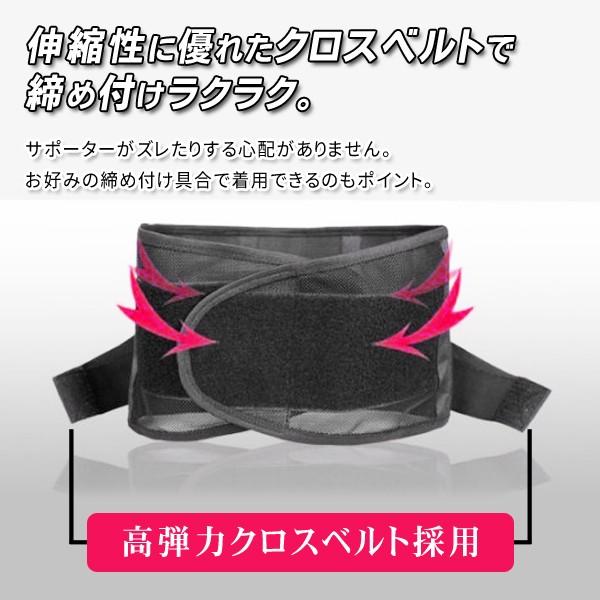 送料無料 腰サポーター 固定プレート入り 伸縮性 クロスベルト