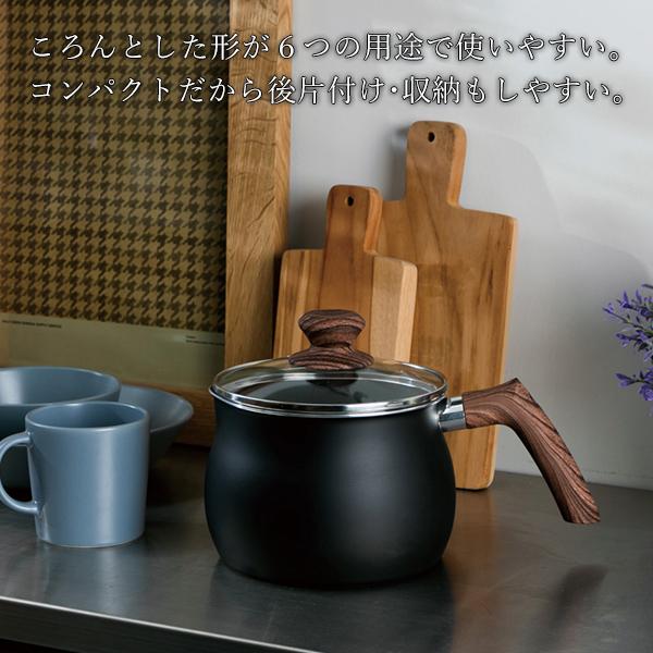 マルチポット 片手鍋 IH対応 1台6役 強化ガラス蓋付き 口径15cm 茹でる