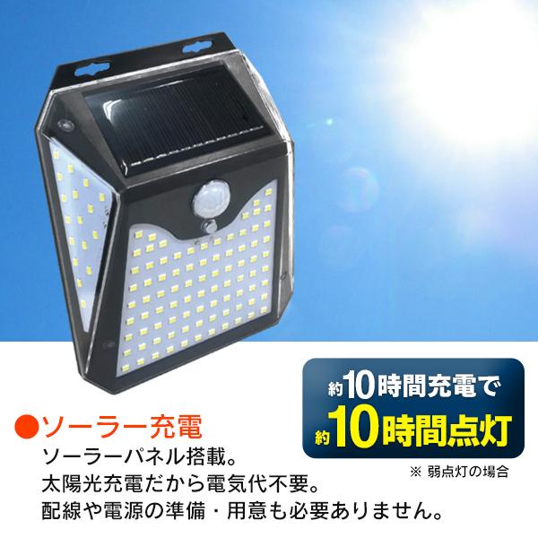 人感センサーライト 121灯搭載 LED ソーラー充電 驚異の明るさ 自動