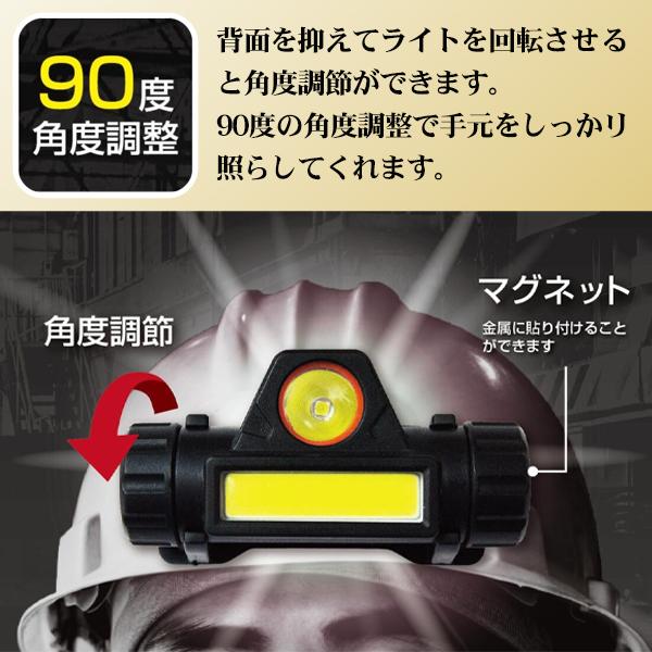 ヘッドライト LED 充電式 点灯モード4種 取外し可能 懐中電灯