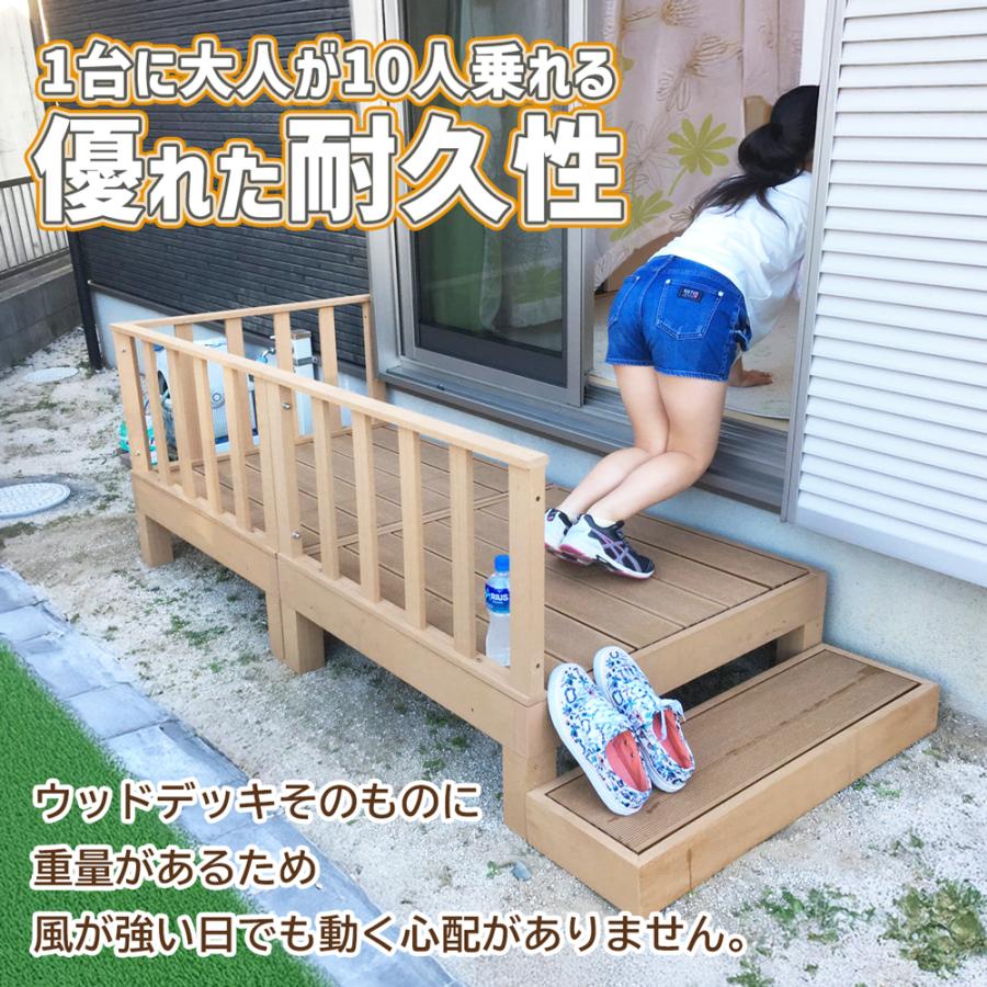 人工木ウッドデッキセット 0.5坪 本体2個 ステップ台1個＋コーナー