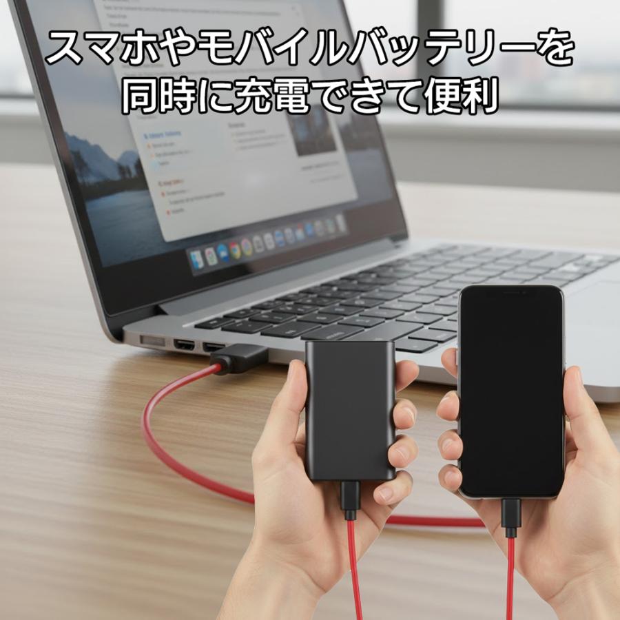 USB type-B ケーブル 二股 80cm タイプB 充電ケーブル 同時充電 スマホ