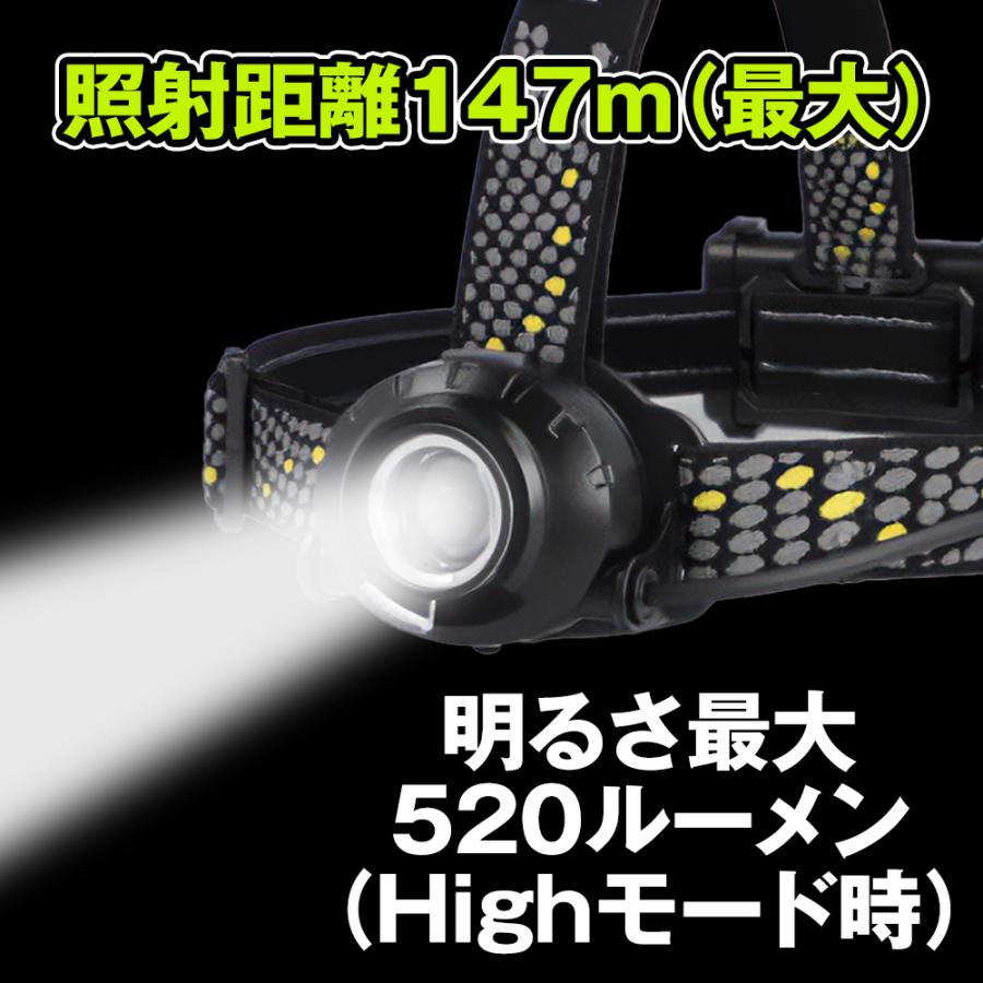 GENTOS（ジェントス） ヘッドライト LED 軽量 ズーム機能 520lm 角度