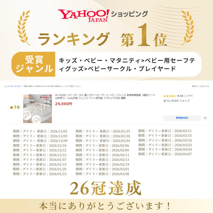 ベビーサークル 7WAY ベビーフェンス 実用新案登録 置くだけ ベビーゲート ドアロック付き 自立式 200 140 ペット GU MODE 爆買 | GU MODE | 03